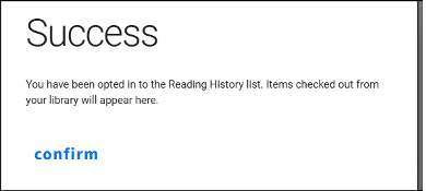 Success screen within the catalog