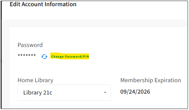 account information for the catalog