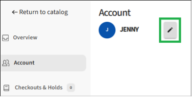 Screenshot of account info within the catalog
