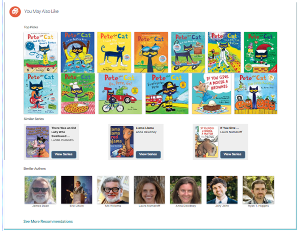 Screenshot of you may also like section in the catalog