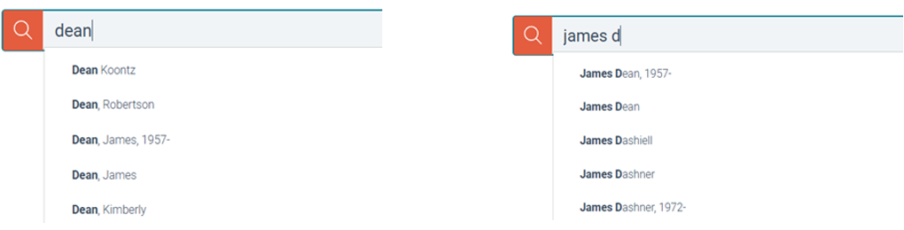 Screenshot of a search bar comparison